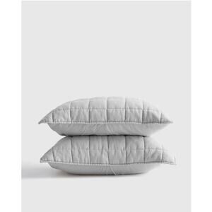 NWOT Quince European Linen Box Quilted Sham Set Light Grey Standard